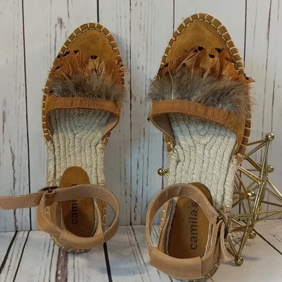 Camila's Feather Boho Chic Espadrilles Women's 7.5/8 - Picture 7 of 16